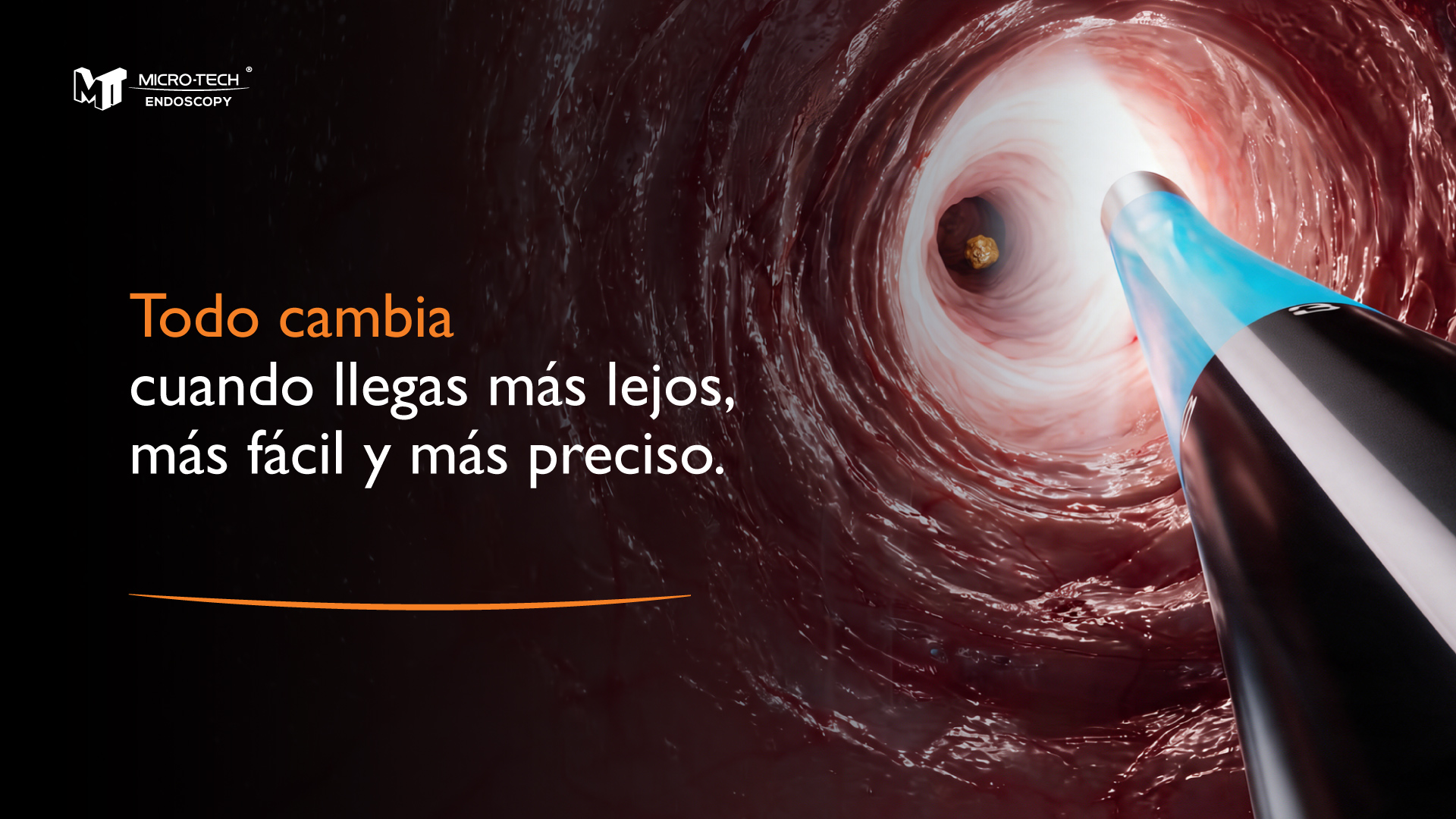 Key visual horizontal de la campaña: vista endoscópica con el titular de pre-lanzamiento del eyeMAX™ Slim